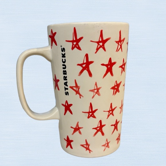 Starbucks White Red Stars 2014 Coffee Cup Mug Mermaid Logo 16oz - Picture 2 of 4